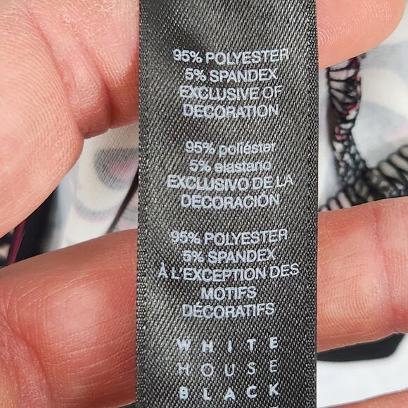 WHBM Dress Womens Medium Black Pink Damask Bell Long Sleeve Mini Shift Casual - Picture 7 of 10